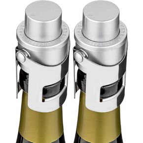 Champagne Stoppers Vacuum Champagne Saver with Food Grade Silicone Leak proof Keep Fresh Suitable for Champagne, Cava, Prosecco and Sparkling (Black, 2 Pack)