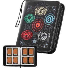 400 Pocket Card Binder for Lorcana Trading Cards Premium TCG Collectible Card Holder Small 4 Pocket Card Binder Fits Backpack TCG Card Book with Carry Wrist Strap and Removable Sleeves
