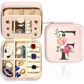 Small Travel Jewelry Case - Initial Jewelry Box Jewelry Organizer Travel Jewelry Box Mini Jewelry Travel Case Christmas Gifts Birthday Gifts for Teen Girl Women Mom Sister Friends Bestie (X) in Kuwait