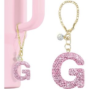 Mokoart Glitter Letter Charms for Stanley Cup, Bottle Chain for Stanley Tumbler with Handle, Bling Initial Name ID Letter