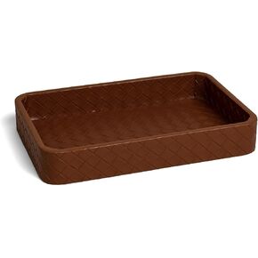 Faux Leather Vanity Tray, Elegant Desktop Storage Organizer, Decorative Catchall Perfume Tray, Bathroom Valet Tray, Nightstand Coffee Table or Dresser Organizer,Ivory