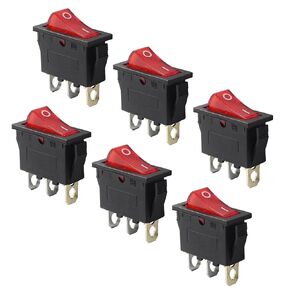 6 Pcs 2 Position 3 Pin SPST Boat Rocker On/Off Switch, AC 120V/10A 250V/16A Illuminated LED Boat Toggle Switch for Electrical Appliance (Green Light)