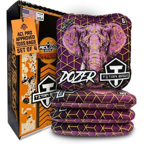 Titan Bags Dozer Cornhole Bags - 6" x 6" ACL PRO Approved Cornhole Bean Bags for Tournaments - Versatile & Durable Professional Cornhole Bags Ideal for Indoor/Outdoor Toss Sports & Games (Set of 4)