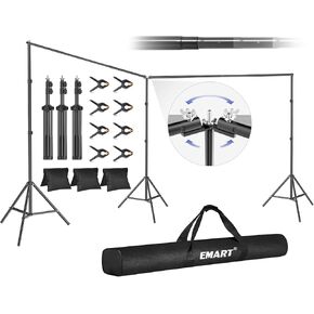 EMART Backdrop Stand, 20x7ft(WxH) Large Adjustable Backdrop Stand for Paties,Wedding, Photo Studio Background Stand Support Kit with 308° Angle Rotatable Connector, 8 Backdrop Clamps-Titanium Gold