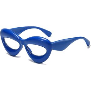 Cat Eye Blue Light Glasses - Oversized Y2K Anti Eyestrain Computer Gaming Glasses Sexy Lip Clear Frame Eyeglasses