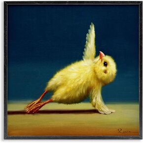 Stupell Industries Cute Yellow Chick Stretching Yoga Detailed Painting, Design by Lucia Heffernan