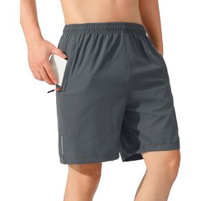 LOUECHY Men's Running Shorts Lightweight Quick Dry Workout Shorts Gym Athletic Shorts with Zipper Pockets