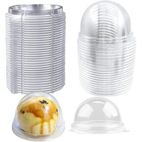 Hewnda 50 Pack 2 Inch Clear plastic mini cake box muffins box cookies cookies muffins dome box wedding birthday gift box(Clear)