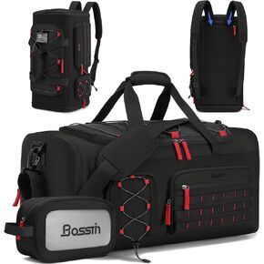 Bosstin Gym Bag for Men & Women, 45L Travel Duffle Sports Duffel Bag Gym Weekender Overnight Backpack with Shoe Compartment (Grey)