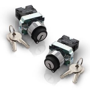 2 Position Maintained Selector Rotary Key Switch - Self-Lock Switch, 22mm Mounting Hole Size, 1NO Control Function, 415V Voltage and 10A Contact Current - XB2-BG21 Model