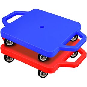 Sports Scooter Board with Handles Sitting Scooter Board Colored Plastic Casters Sport Floor Scooter Board Gym Indoor Outdoor Activities Play Equipment