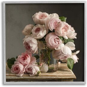 Stupell Industries Classical White Pink Roses Arrangement Jar Vase, Design by Leah McLean, 30 x 30, Multi-Color