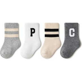 4 PCS Baby Socks, Baby Mid-Crew Socks, Fashion Newborn Socks, Infant Essentials for Little Girls & Boys, Toddlers Kids
