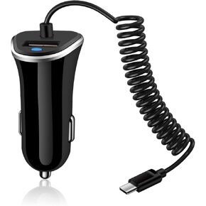 Motorala Fast Car Charger Type C Car Lighter Android Charger Adapter with 3ft Coiled Type C Car Charging Cable for Motorola Edge 2024/G Stylus 5G/G Power/Edge 50 Ultra/X50 Ultra/Razr 50 Ultra/Razr+