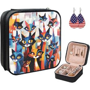 Women's Customizable Travel Jewelry Organizer,Highland Cow Butterflies Pattern Jewelry Storage Case,Perfectly Small Yet Spacious Jewelry Travel Case with Removable Grids– Delicate Earring as Gift