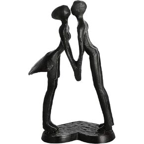 Anniversary for Couple,Affectionate Couple Statue Kissing Under Umbrella,Handcrafted Cast Iron Couple Sculpture in Love,for Wedding Gifts 6th Anniversary Birthday Gifts