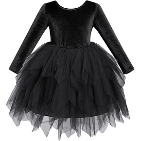 FYMNSI Toddler Girls Fall Winter Dresses Long Sleeve Velvet Tutu Dress Christmas Dress Xmas Holiday Party 1st Birthday Outfit