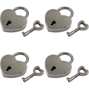 Murtenze 4 PCS Mini Golden Heart Shaped Love Lock - Small Cute Padlocks with Key for Jewelry Box, Diary, Handbag