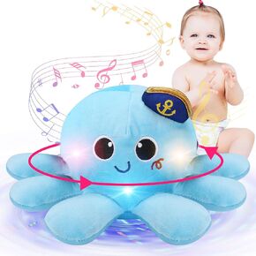 Musical Octopus Baby Toy - Crawling & Rotating Octopus Toy with Recording, Light-Up Voice Control, Clap Hands Awake for 2-6 Year Old Boys and Girls, Tummy Time Sensory Toy