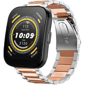 Compatible for Amazfit Bip 5 Band, Quick Release Stainless Steel Metal Replacement Straps Compatible for Amazfit Balance / Bip 5 / Cheetah Pro / Cheetah / GTR 47mm / GTR 2 / GTR 3 / GTR 3 Pro / GTR 4 / GTR 2e / Falcon / Stratos Smartwatch