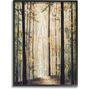 Stupell Industries Yellow Leaf Greenwood Hiking Trail Minimalistic Pointillism Painting, Design by Bruce Nawrocke