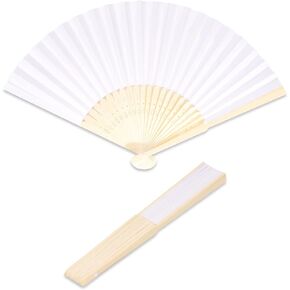 10pcs Pink Paper Hand Fan Bamboo Folding Fan (21cm/8.2inch) for DIY Patterns, Children's Painting, Wedding,Decoration (Pink)