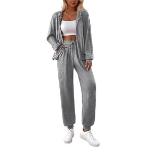 BTFBM Women 2 Piece Outfits 2024 Fall Sweatsuit Sets Zip Up Hoodie Sweatpants Tracksuit Lounge Matching Set