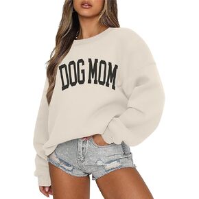 KNEYATTA Dog Mom Sweatshirt Women Dog Lover Sweatshirt Funny Graphic Sweatshirts Dog Mam Pullover Tops