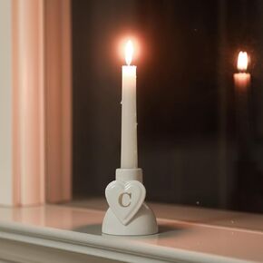 COLLECTIVE HOME - Monogram Heart-Shaped Candle Holders, Personalized Letter Ceramic Stands, Romantic Alphabet Accents, Sophisticated Gift with Exquisite Packaging for Home Elegance (M)