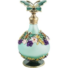 Yetaha Retro Crystal Perfume Bottle, Butterfly Decorative Glass Bottle Frosted Dsign Bottle Refillable Spray Scent Bottle for Essential Oil living Room Bedroom Decor Birthday Holiday Gift(25ml,Red)