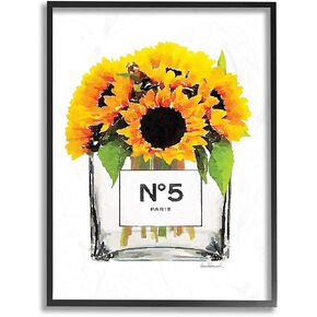 The Stupell Home Décor Collection Perfume Bottle Vase with Yellow Sunflowers Stretched Canvas Wall Art, Multi-Color