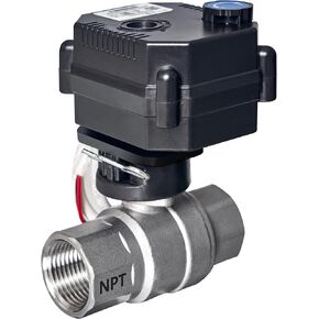 Electric Motorized Ball Valve- 3/4'' Stainless Steel Electrical Ball Valve with Full Port, 9-24V AC/DC and 2 Wire Reverse Polarity Setup, with Manual Override