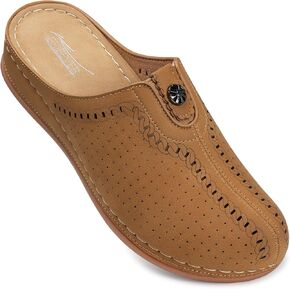 SHIBEVER Clogs for Womens Mules Shoes: Slip-On Flat Mule Shoes - Closed Toe Sandals Comfortable