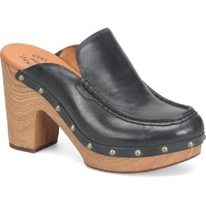KORK-EASE Women's Spencer Clog - Riveted Trim, Faux Wood Heel