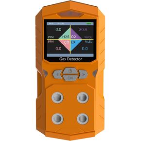 كاشف الغاز، شاشة غاز 4 في 1 ملونة، H2S، O2، CO وEX، بطارية عالية السعة 2500 مللي أمبير في الساعة قابلة لإعادة الشحن in Kuwait