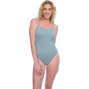 Gottex Textured Women’s Round Neck Tank One Piece Bathing Suit with Removable Soft Cups Swim Essential