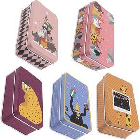 Framendino, 5 Pack Mini Metal Tinplate Boxes Mini Empty Trinket Jewelry Coin Box Flower Rectangular Tin Box for Jewelry Bead Storage Case Containers (Style B)