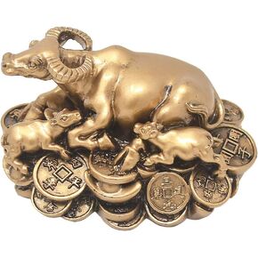 Chinese Zodiac Year of The Wealth Ox Lucky Statue Figurine-Bring in The Big Money W4242-2