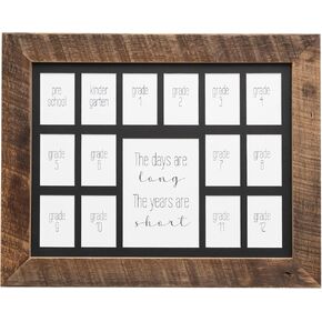 12x16 School Days Picture Mat with Multiple Openings–School Years Photo Collage – The Days Are Long Picture Mat – No Frame - 2 Pre-School & Kindergarten to 12th Grade (15 Photos, 2PreK-12th, Black)