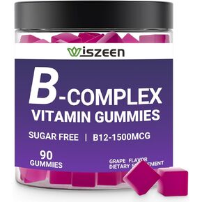 Sugar Free Vitamin B Complex Gummies with Vitamin C, B Complex Vitamins for Women, Men & Adults - B12, B1, B2, B3, B5, B6, B7, B9 - B Complex Supplement for Energy Immune Support