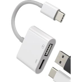 USB-C to USB A OTG Charger Adapter(2in1) Type C Charging Cable Accessories Thunderbolt Charge Converter 3.0 Mouse Port Dongle Compatible for Samsung for IPhone15 Pro Max Plus ipad MacBook