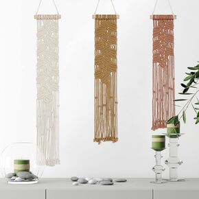 EISKBC Small Macrame Wall Hanging Set, Boho Macrame Tapestry Wall Decor, Woven Yarn Tassel Tapestry Wall Art, Handmade Home Decor for Bedroom Lving Room (Green-Cyan-White)