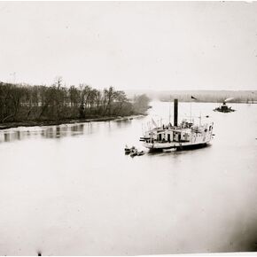 James River Virginia Gunboat COMMODORE PERRY and monitor on James River Poster Print (24 x 36)