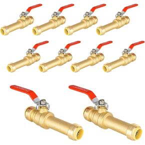1-Pack Push Fit Slip Ball Valve, 3/4-Inch Push-to-Connect PEX Fitting with Disconnect Clip, for PEX,Copper,CPVC,PE-RT Pipes, Red