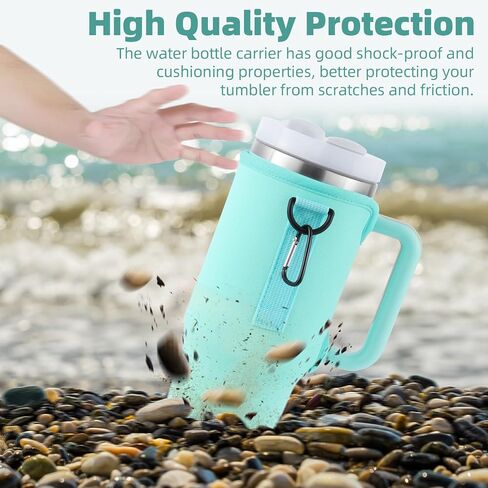 Water Bottle Carrier Bag with Phone Pocket for Stanley 40 oz Tumbler Cup Accessories with Simple Strap for Modern for Quencher Adjustable Carabiner Neoprene Water Bottle Sleeve Holder Pouch in Saudi Arabia