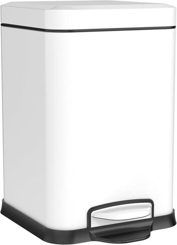 Ruacq Small Bathroom Trash Can with Lid Soft Close,Step Pedal, 1.6 Gallon/6 Liter Bathroom Garbage can with Removable Inner Bucket,Stainless Steel Trash Bin,Anti-Fingerprint Finish (Brushed Nickel) in Saudi Arabia