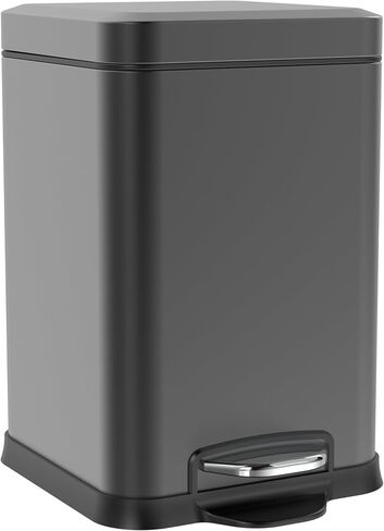 Ruacq Small Bathroom Trash Can with Lid Soft Close,Step Pedal, 1.6 Gallon/6 Liter Bathroom Garbage can with Removable Inner Bucket,Stainless Steel Trash Bin,Anti-Fingerprint Finish (Brushed Nickel) in Saudi Arabia