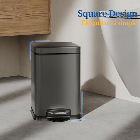 Ruacq Small Bathroom Trash Can with Lid Soft Close,Step Pedal, 1.6 Gallon/6 Liter Bathroom Garbage can with Removable Inner Bucket,Stainless Steel Trash Bin,Anti-Fingerprint Finish (Brushed Nickel) in Saudi Arabia