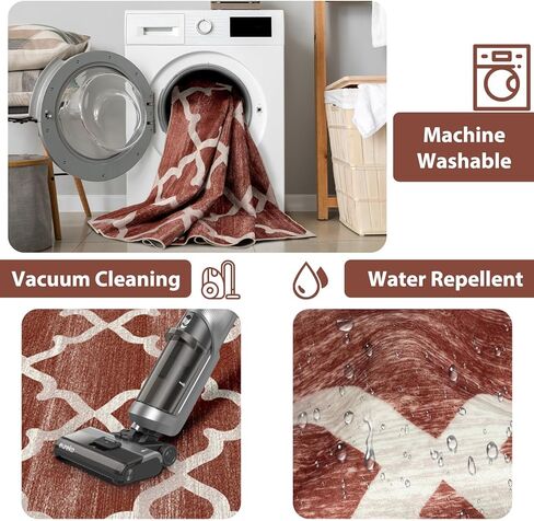 سجاد منطقة 8x10 لغرفة المعيشة قابل للغسل في الغسالة وغير قابل للانزلاق سجاد رمادي مغربي حديث تعريشة لغرفة الطعام وغرفة النوم والمطبخ والمدخل الداخلي وغرفة الغسيل in Kuwait