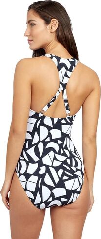 Gottex Women's Free Sport Geo Club Round Neck One Piece Swimsuit with Zip in Saudi Arabia